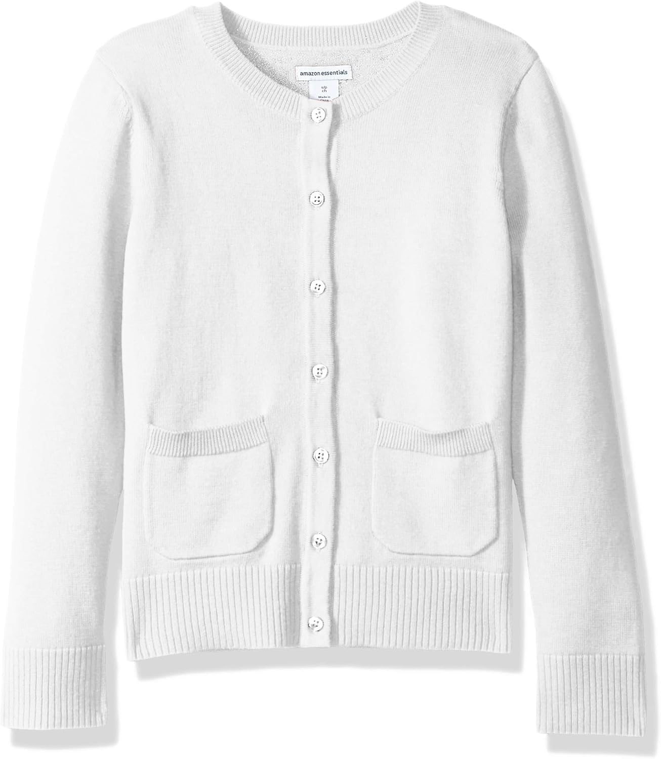 Amazon Essentials Girls and Toddlers' Uniform Slim Fit Crewneck Cardigan Sweater